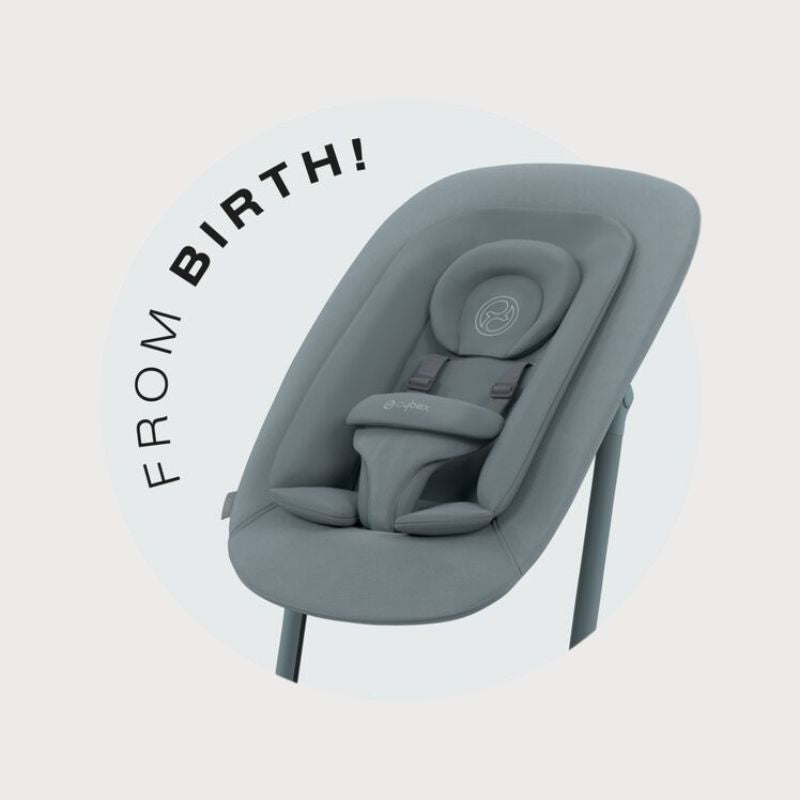 The Lemo Bouncer can be used from birth, either as a standalone bouncer or attached to the Lemo Chair Frame with easy to use adaptors