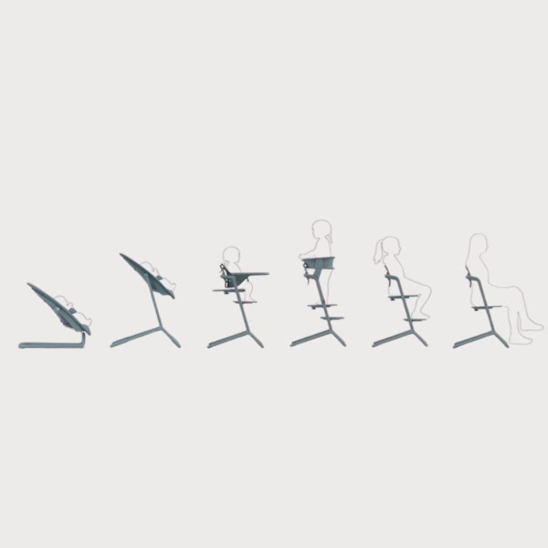 The Lemo Chair can be used from birth (with the bouncer nest) up to 99 years, with a new configuration for every stage.
